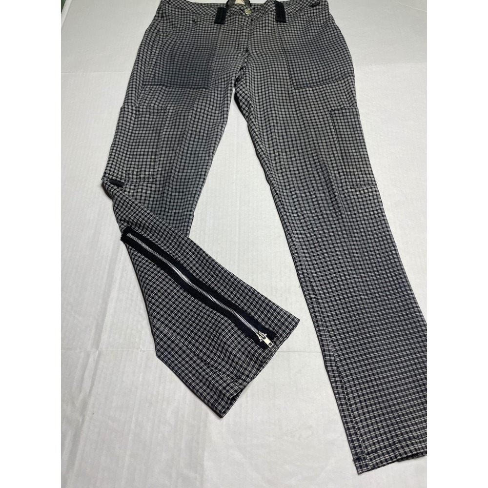 Serious Los Angeles Plaid Cargo Pants Black White Zipper Leg Punk   Womens 10-12